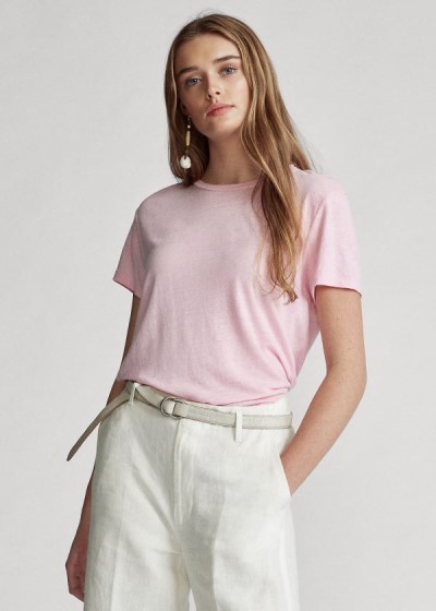 Women's Polo Ralph Lauren Linen Crewneck T Shirts | 641285TAC